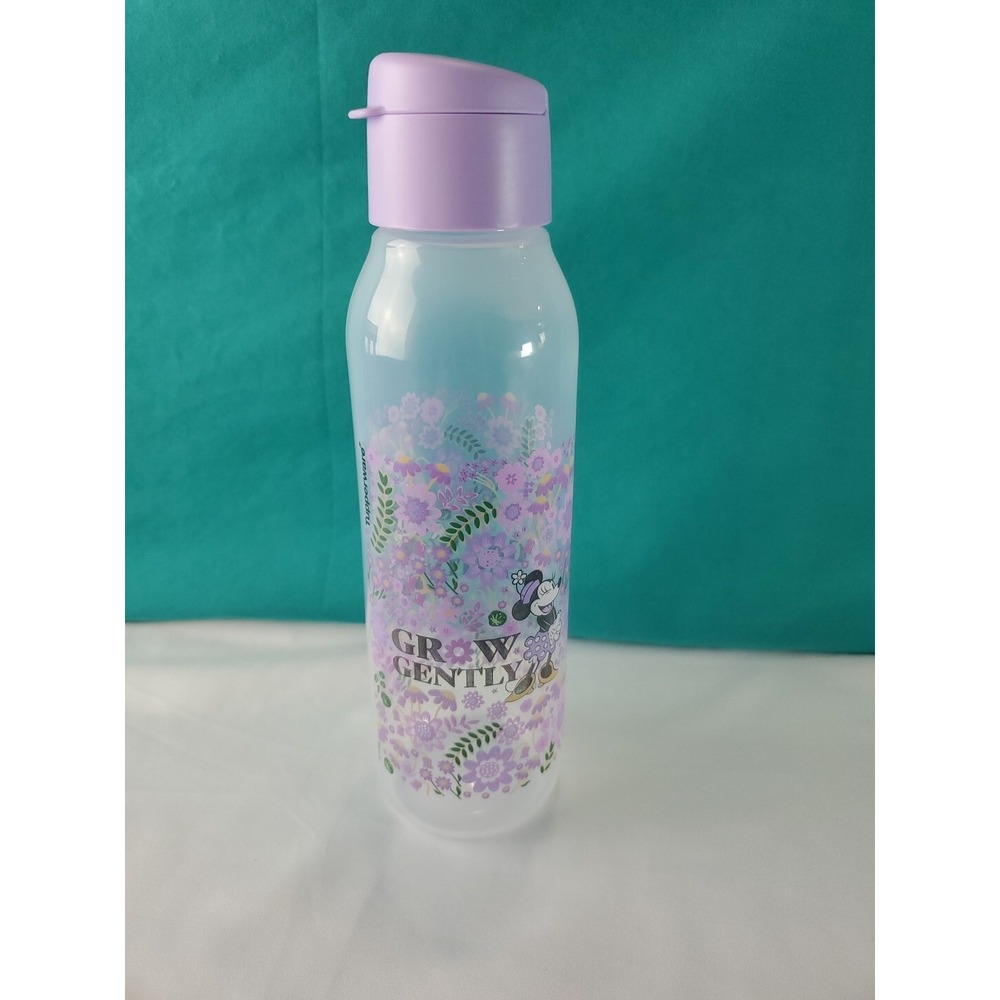 Tupperware Eco Water Bottle Disney Minnie Mouse 750ml Purple Flowers Grow Gently